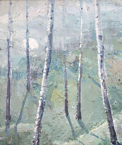 Oil painting Forest pond Landscape Mazur Vladimir