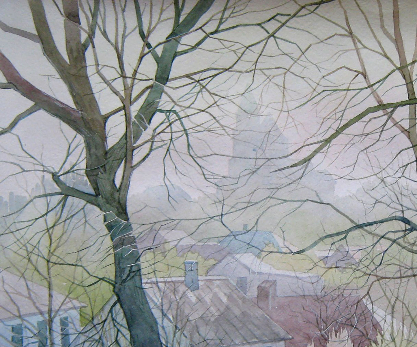 Watercolor painting Summer Cityscape Savenets Valery