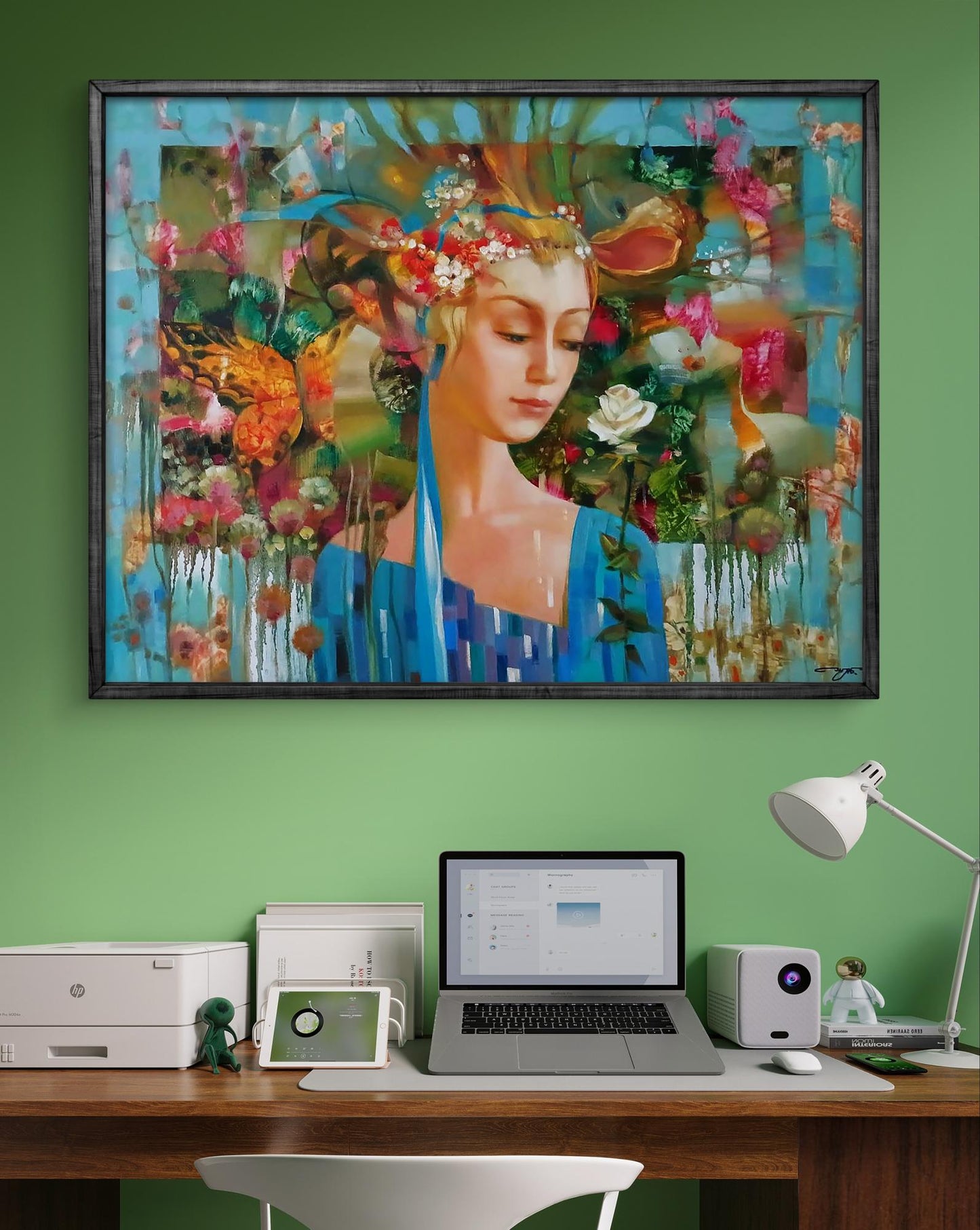 Abstract oil painting White rose Anatoly Tarabanov