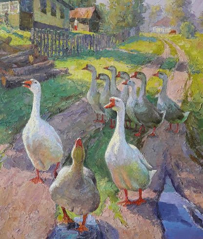 Oil painting Geese Serdyuk Boris Petrovich