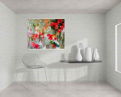 Abstract oil painting Crimson Petal Medley Anatoly Tarabanov