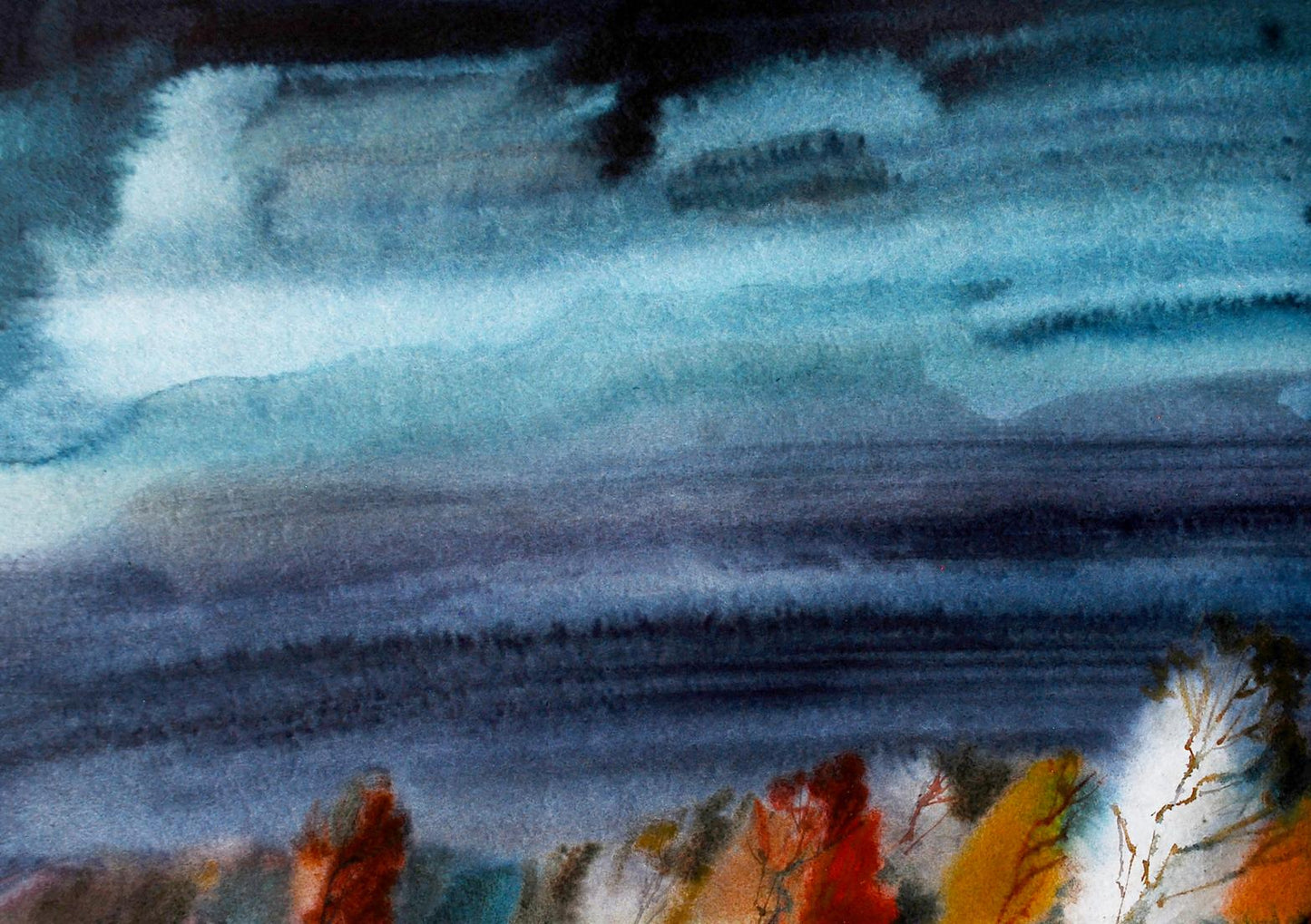 Watercolor painting Cold fall Egor Shvachunov