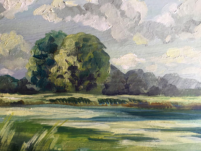 Oil painting Rest by the river Svetlana Gramm