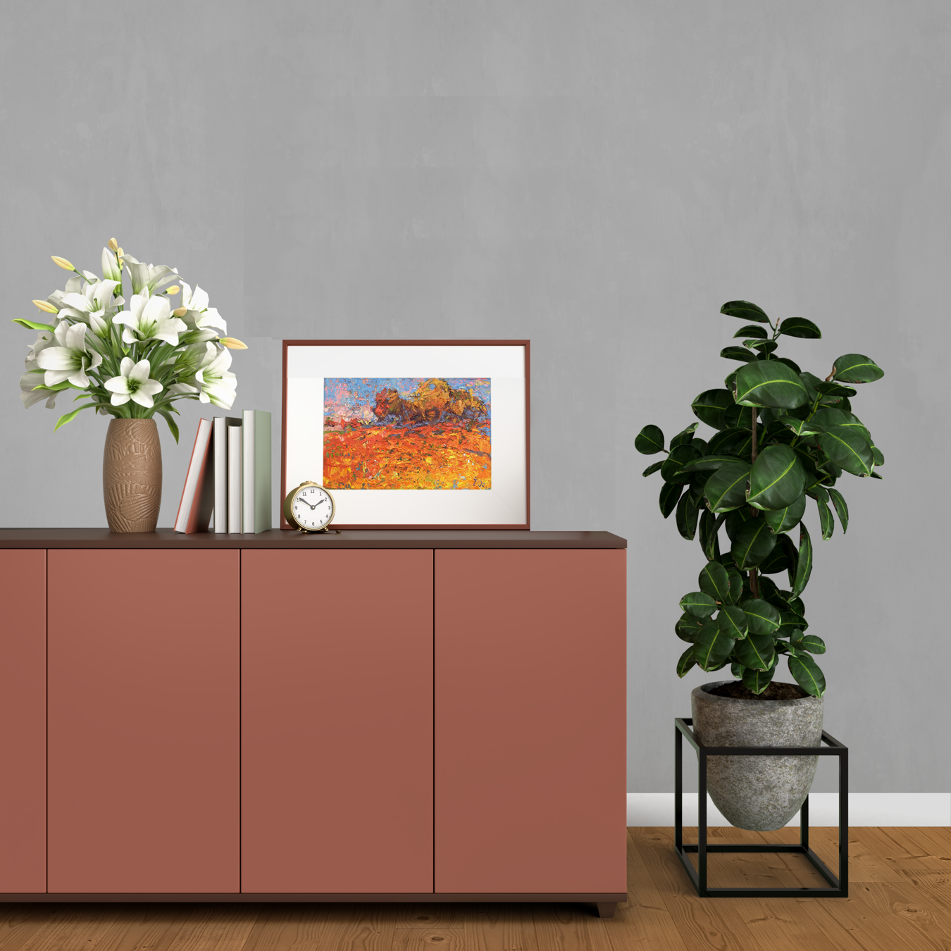 Oil Painting Nature Landscape Village landscape Art Autumn Landscape 