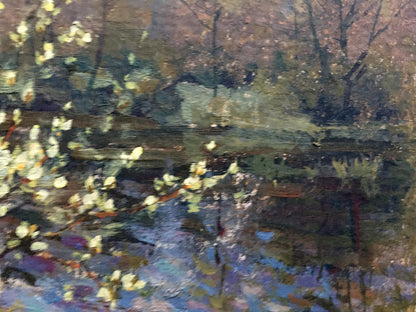 Oil painting Spring river along the forest Vladimir Batrakov