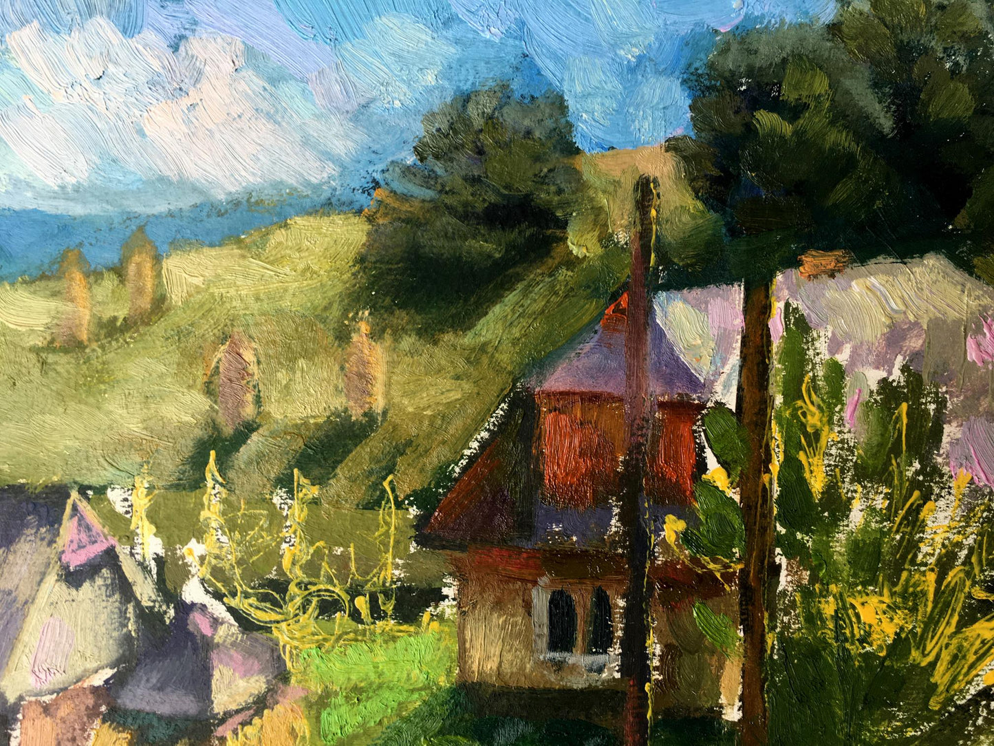 Oil painting Carpathian village Batrakov Vladimir Grigorievich