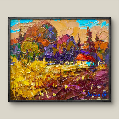 Oil painting Warm evening near the forest Alex Ivanyuk