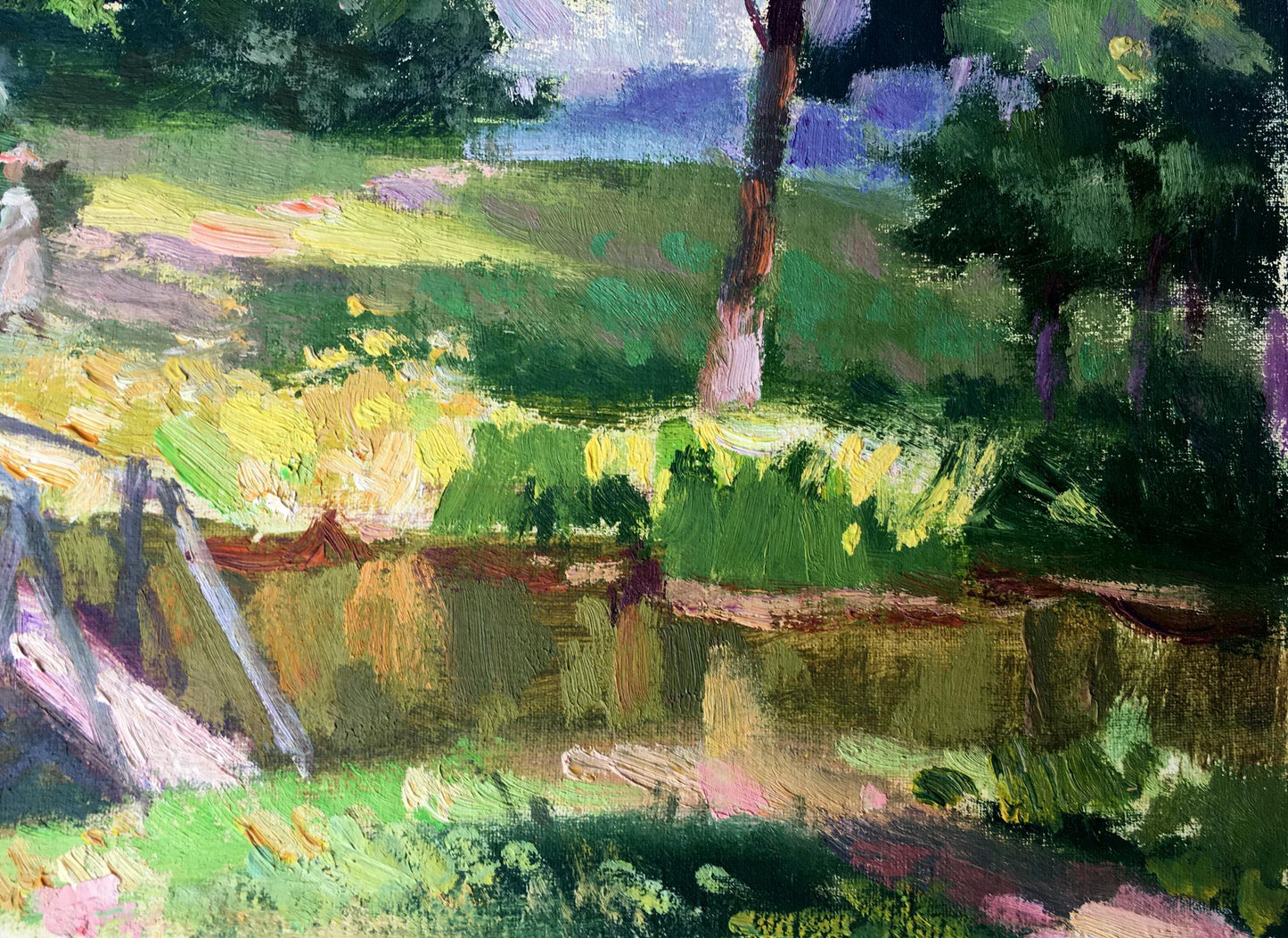 Oil painting An evening walk Batrakov Vladimir Grigorievich