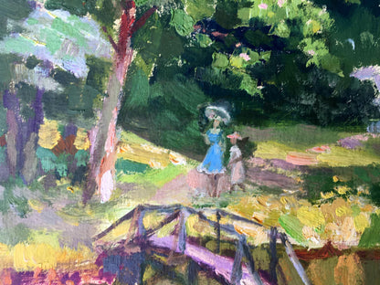 Oil painting An evening walk Batrakov Vladimir Grigorievich