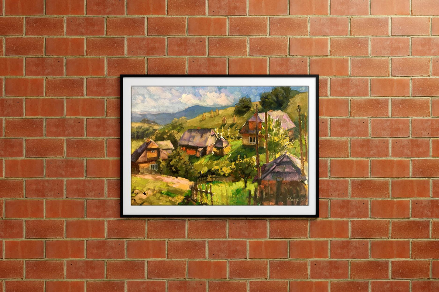 Oil painting Carpathian village Batrakov Vladimir Grigorievich