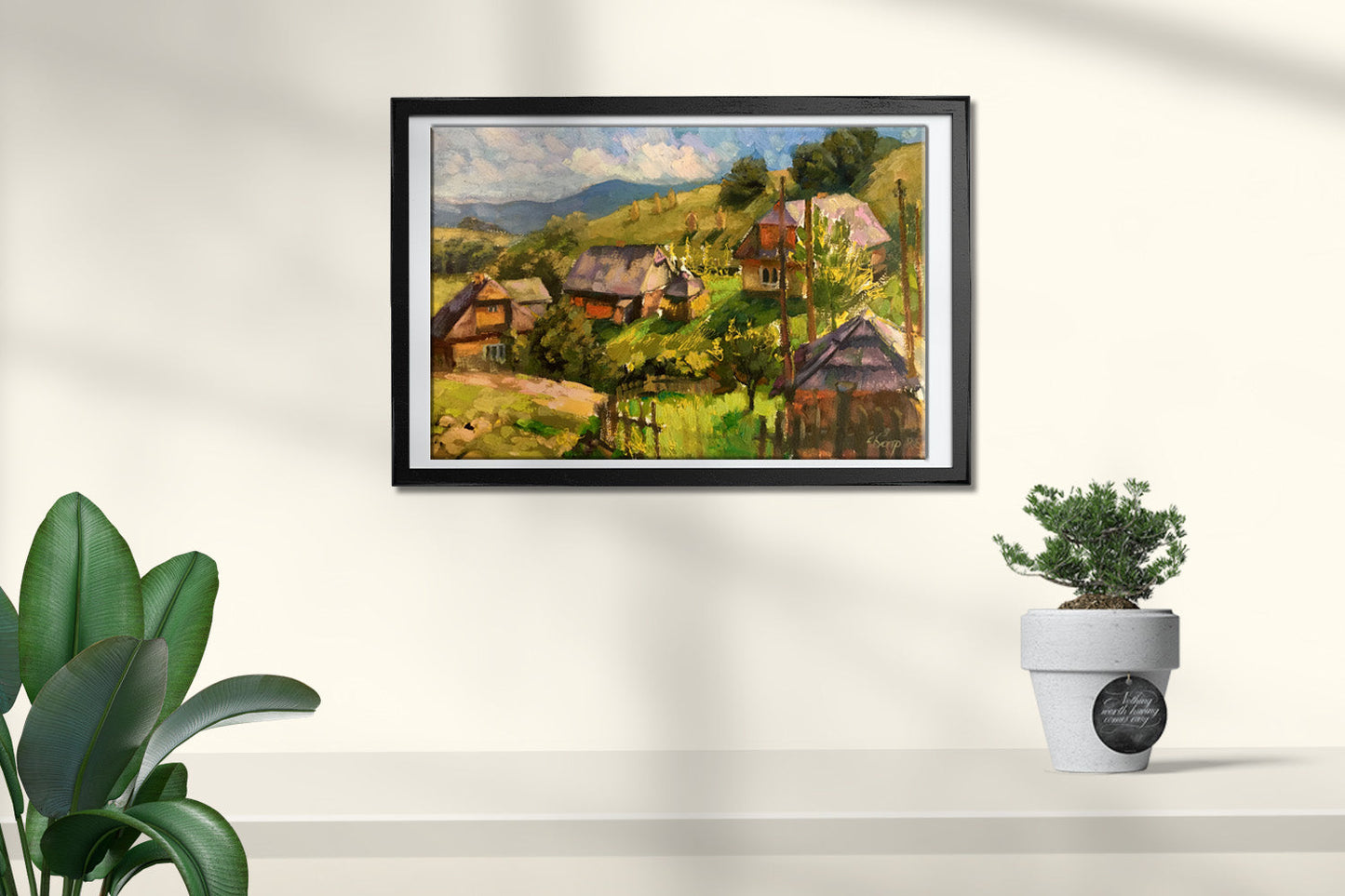 Oil painting Carpathian village Batrakov Vladimir Grigorievich