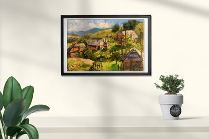 Oil painting Carpathian village Batrakov Vladimir Grigorievich