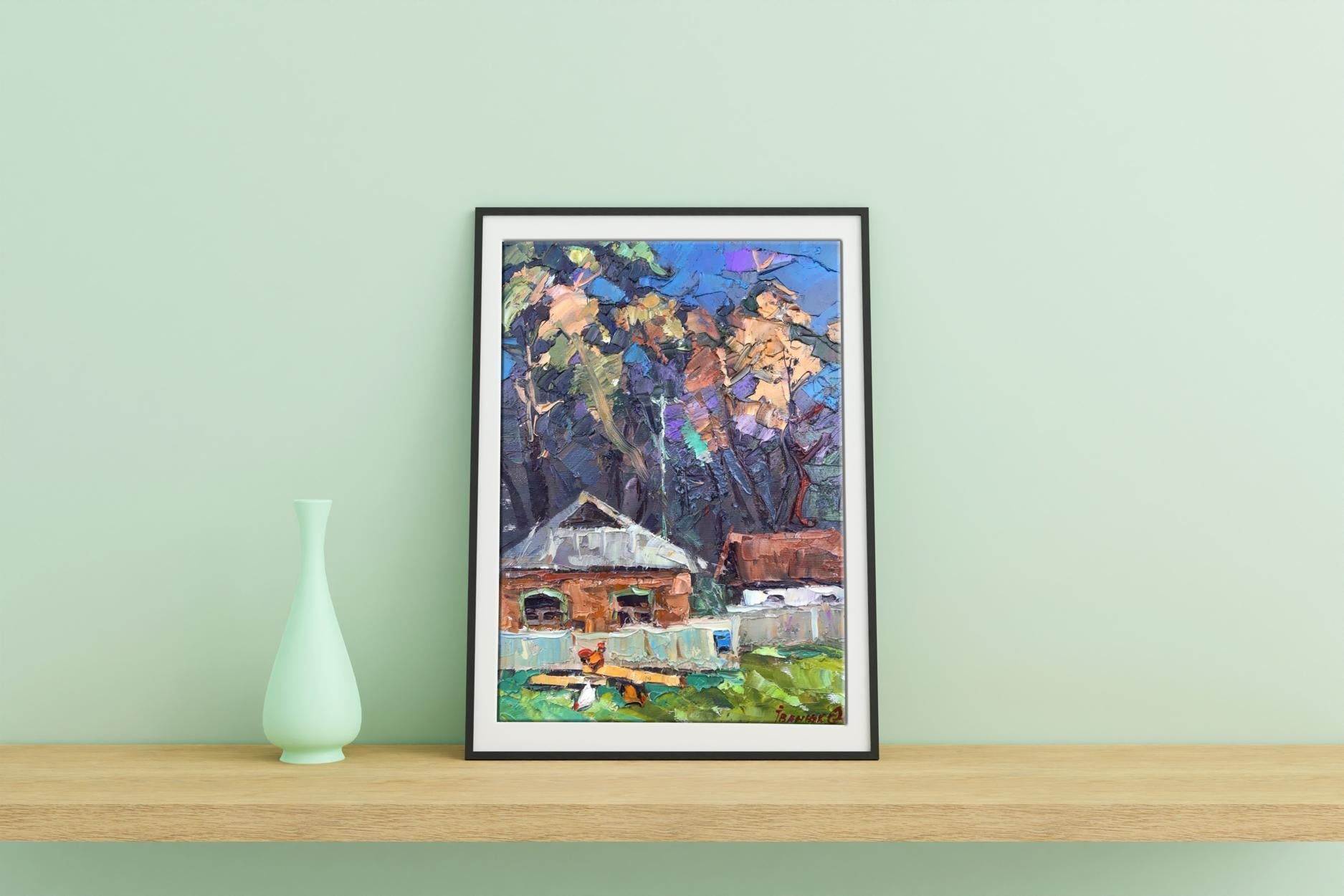 Oil Painting Nature Landscape Village landscape 