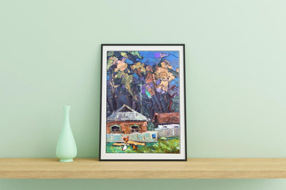 Oil Painting Nature Landscape Village landscape 