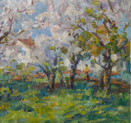 Oil painting Morning garden Kovalenko Ivan Mikhailovich