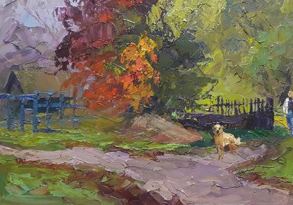 Walk depicted in oil by Boris Petrovich Serdyuk