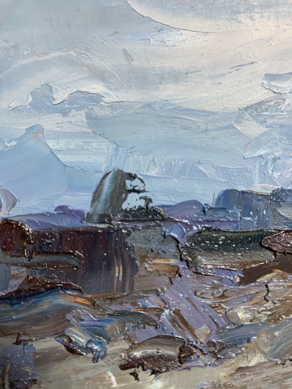 Oil painting countryside road 