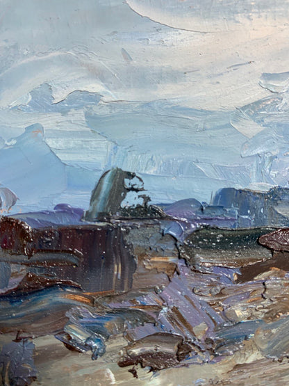 Oil painting countryside road 