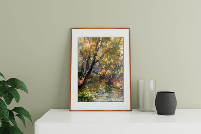 Vladimir Batrakov's Oil Painting: Autumnal Waters in the Forest