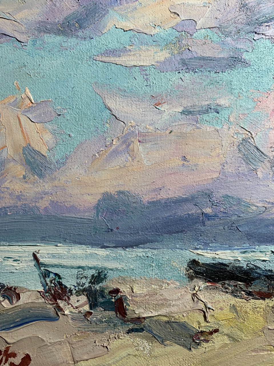 Oil painting Sea pier 