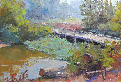 Oil painting Bridge in the forest Serdyuk Boris Petrovich
