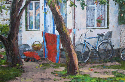 Oil painting Town yard Osnach Olesia
