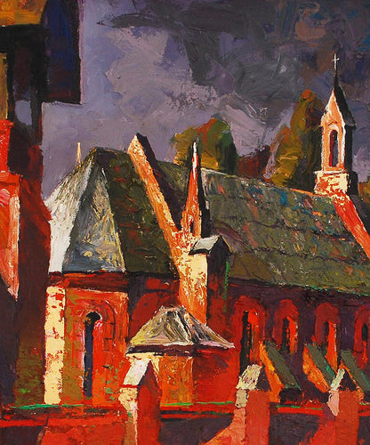 Oil painting Old misto. Storm Egor Shvachunov