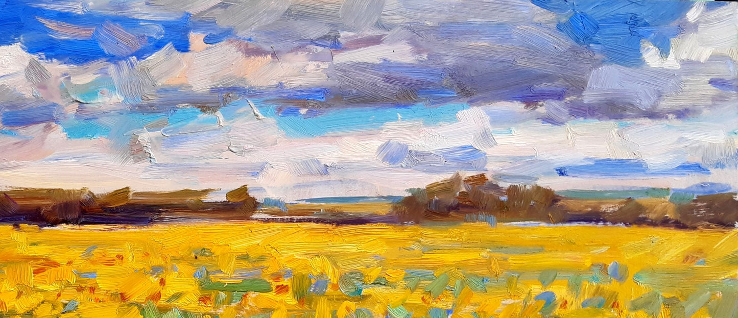 Oli painting Sunflowers are ripening Pereta Vyacheslav
