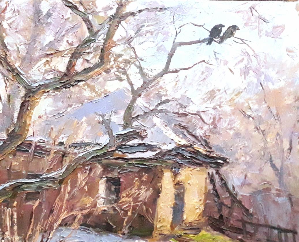 Oil Painting Nature Landscape Village landscape Art 