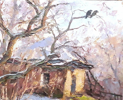 Oil Painting Nature Landscape Village landscape Art 