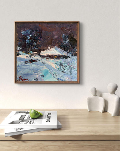 Oil painting Winter night Oleksiyander Cherednichenko