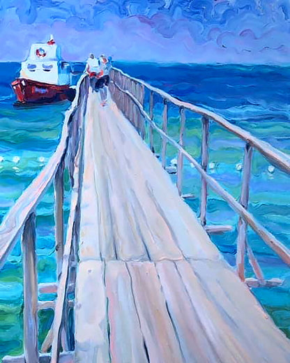 Oil painting Sea Boats Osnach Olesia