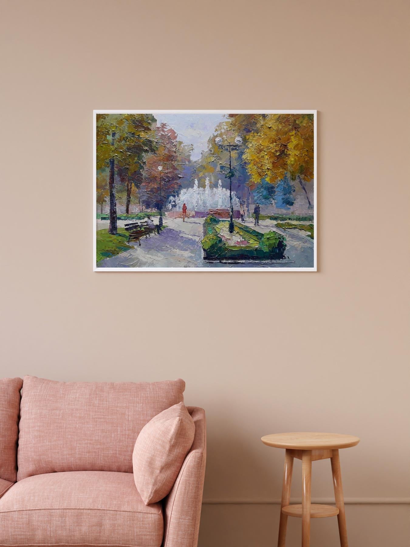 Serdyuk skillfully portrays the interplay of light and shadow among the trees