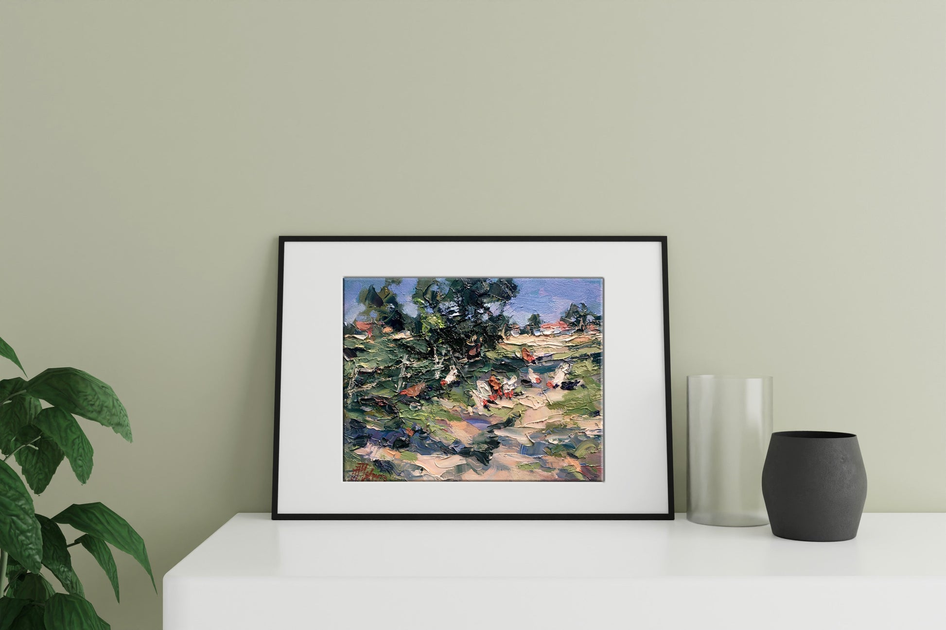 Oil painting Village Nature Landscape 