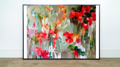 Abstract oil painting Crimson Petal Medley Anatoly Tarabanov