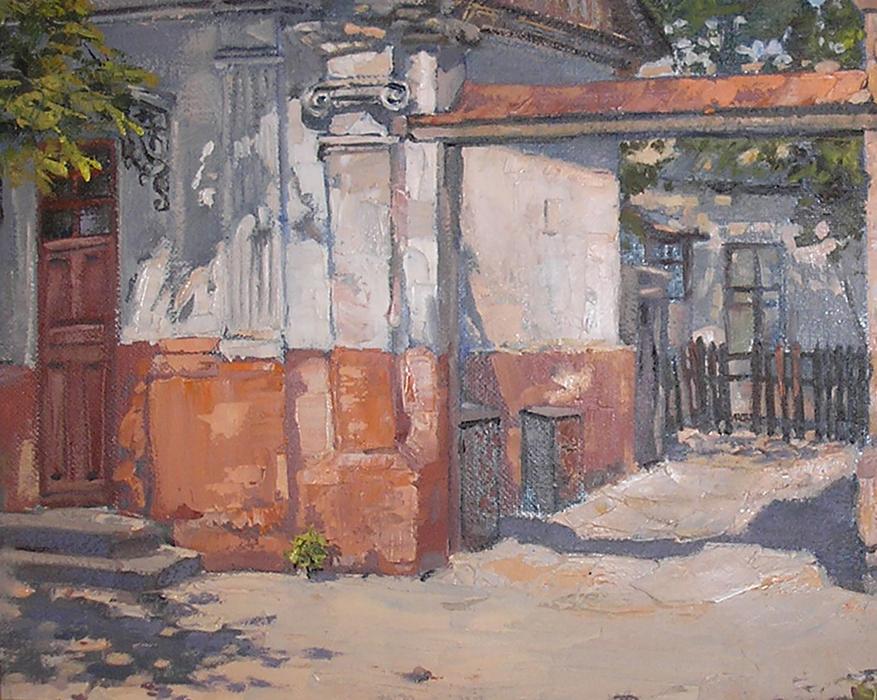 Oil painting Old town yard Osnach Olesia