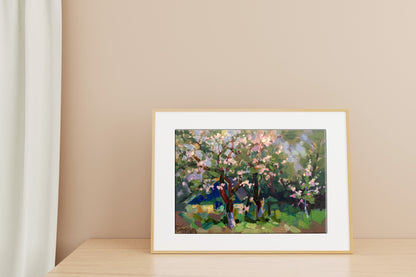 Oil painting Apple trees have blossomed Batrakov Vladimir Grigorievich