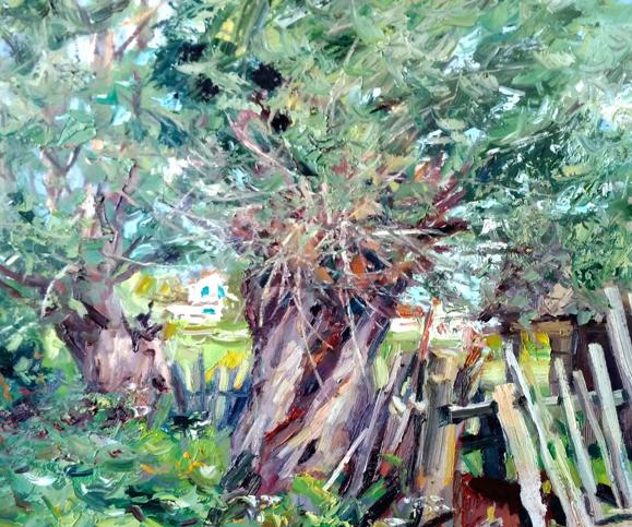 Oil Painting Village Nature Landscape 