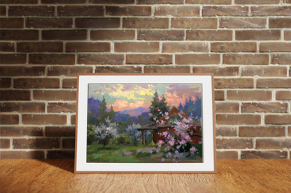 Blooming Garden in the Evening oil painting by Vladimir Batrakov