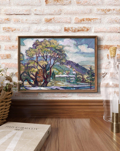 Oil painting Spring near the monastery Nikolay Leshchuk