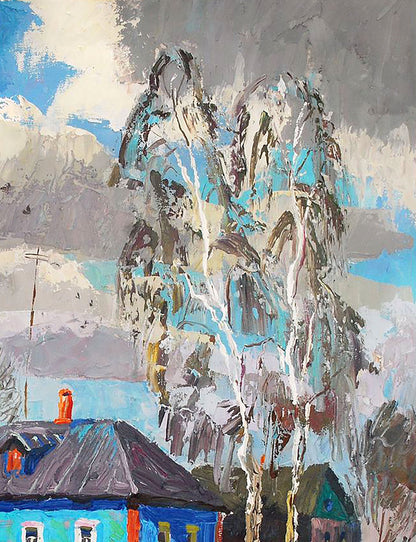 Oil painting Spring in the city of Divination Egor Shvachunov