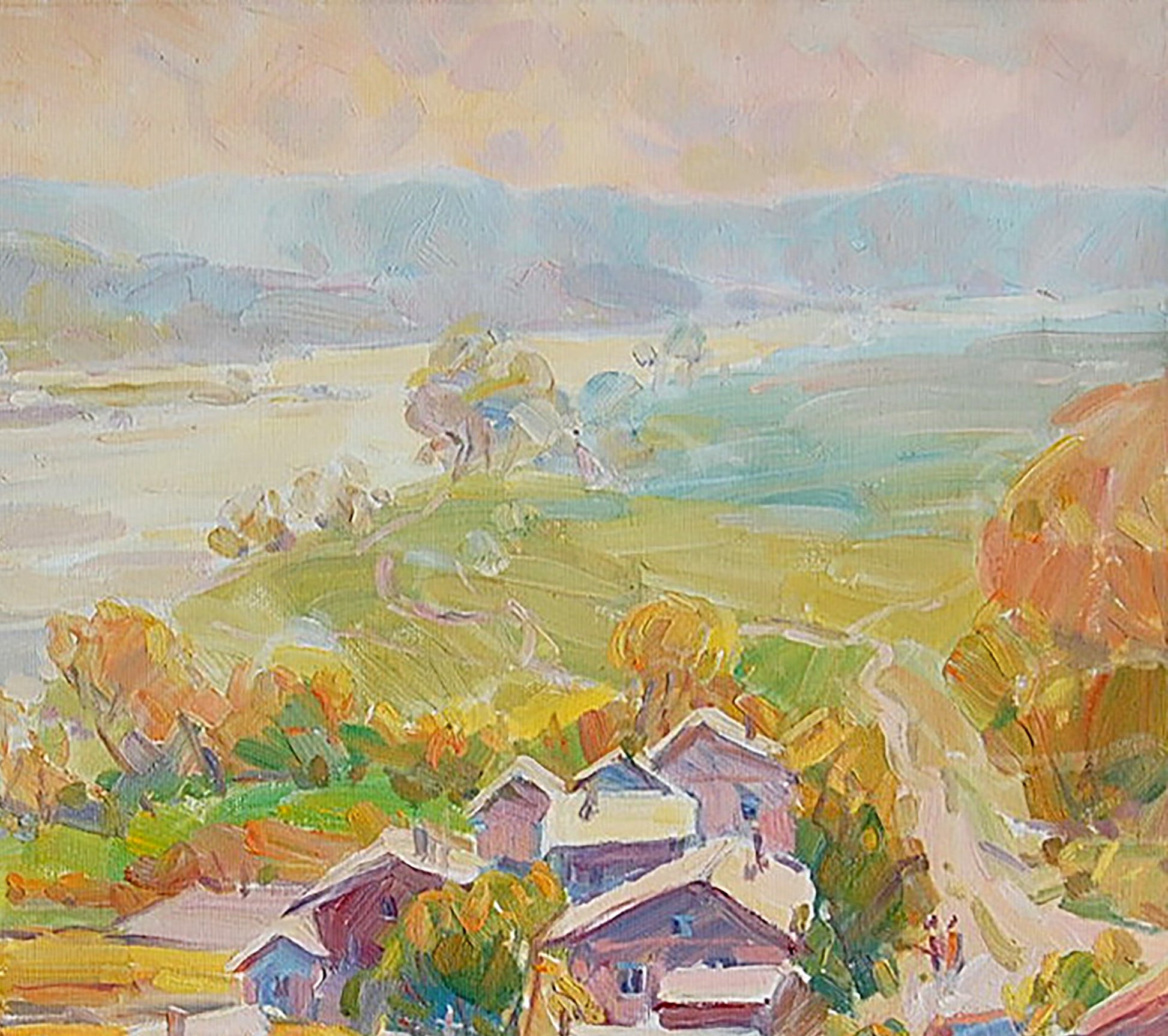 Oil Painting River Nature Landscape 