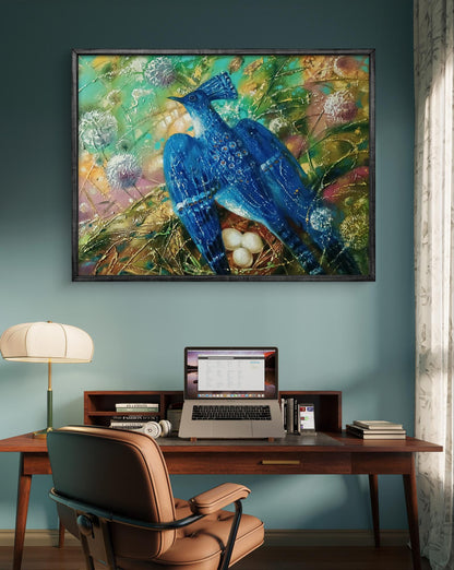 Abstract oil painting Blue Bird Anatoly Tarabanov