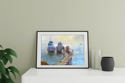 Oil painting On the pier