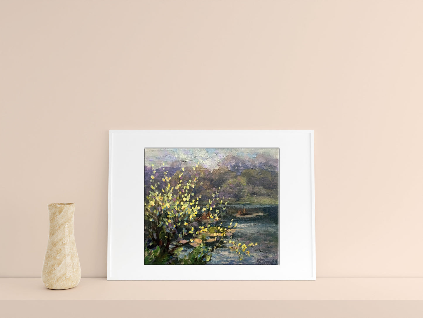 Oil painting Blooming willow and forest Vladimir Batrakov