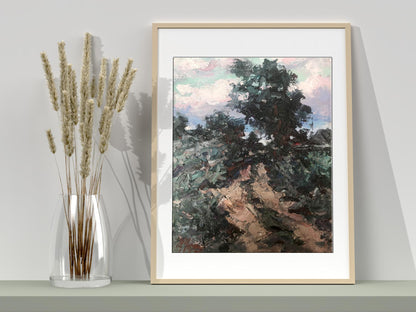 Oil painting evening road 