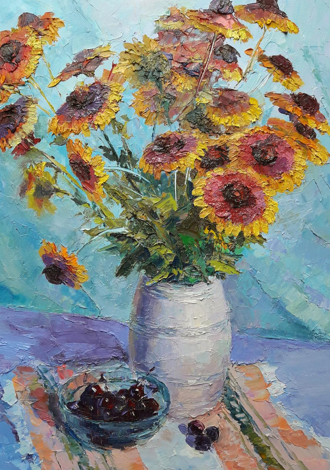 Oil painting Flowers and Cherries Serdyuk Boris Petrovich