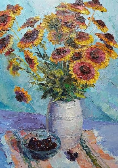 Oil painting Flowers and Cherries Serdyuk Boris Petrovich