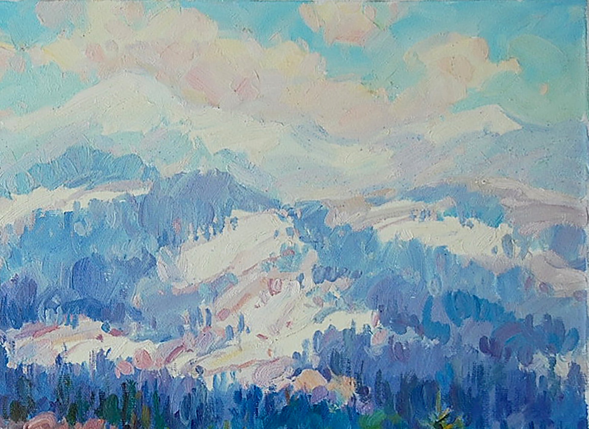 Oil Painting Mountain Nature Landscape 