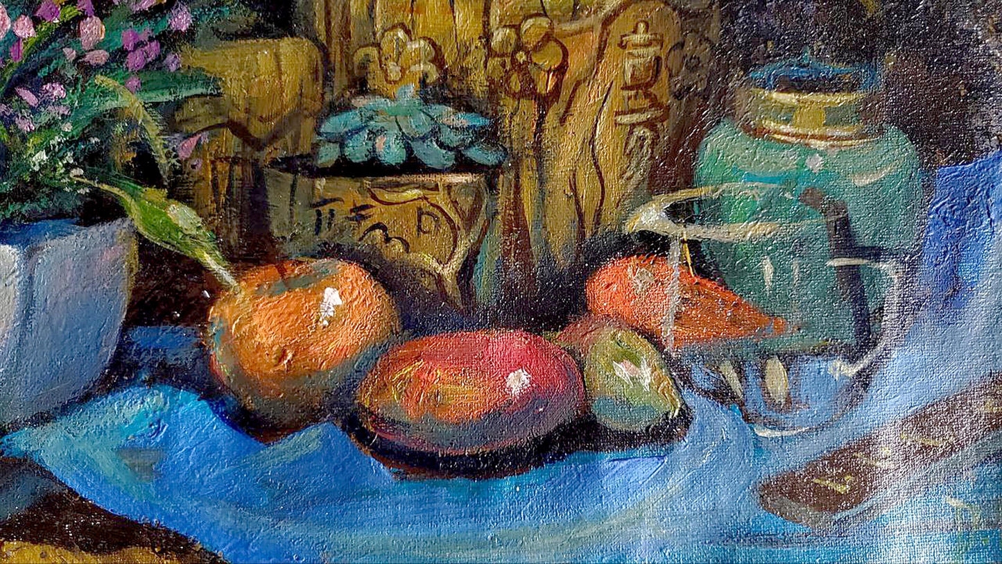 Oil painting Still life with Chinese items Litvinov Daniil Olegovich